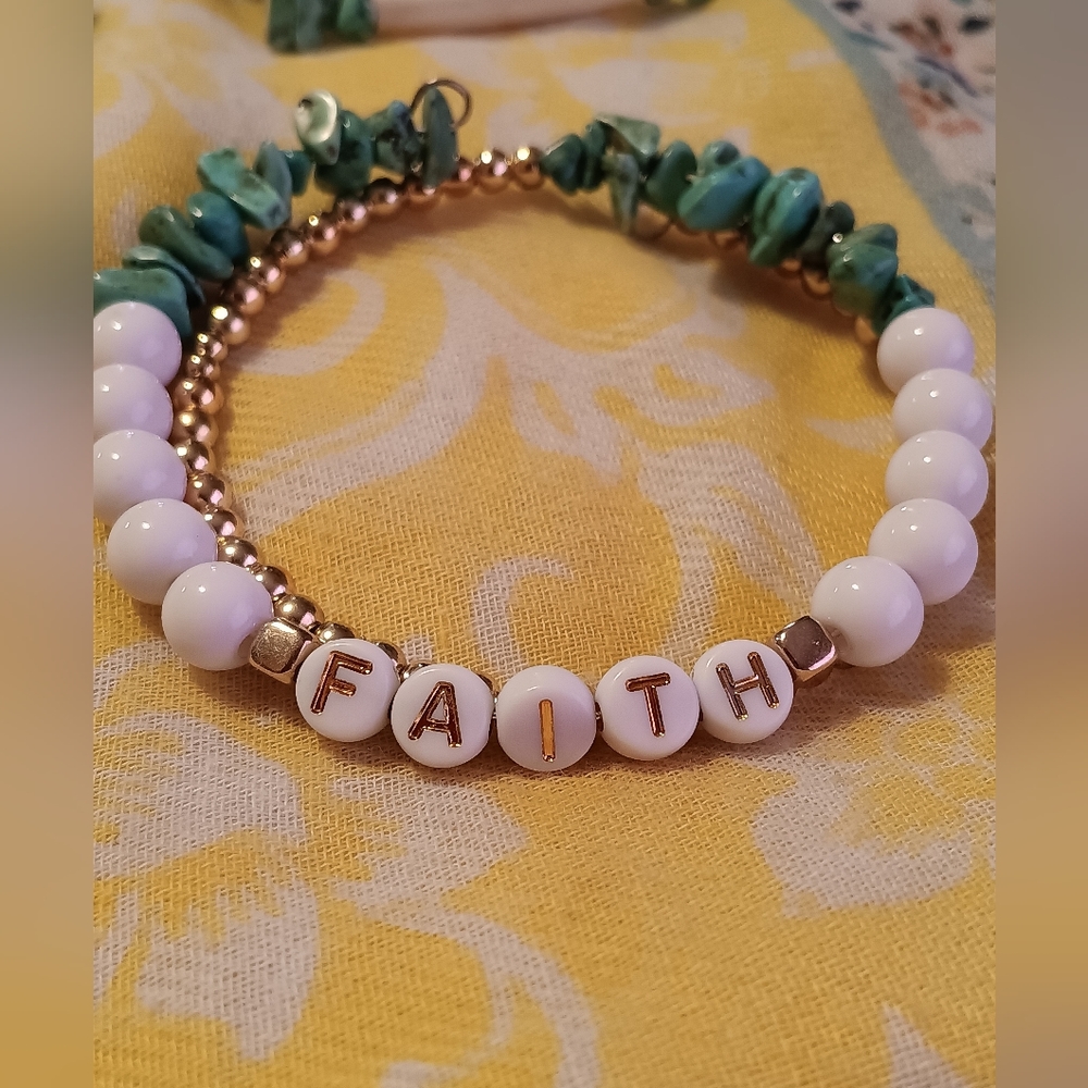 Natural Turguoise Faith Triple layer Bracelet
